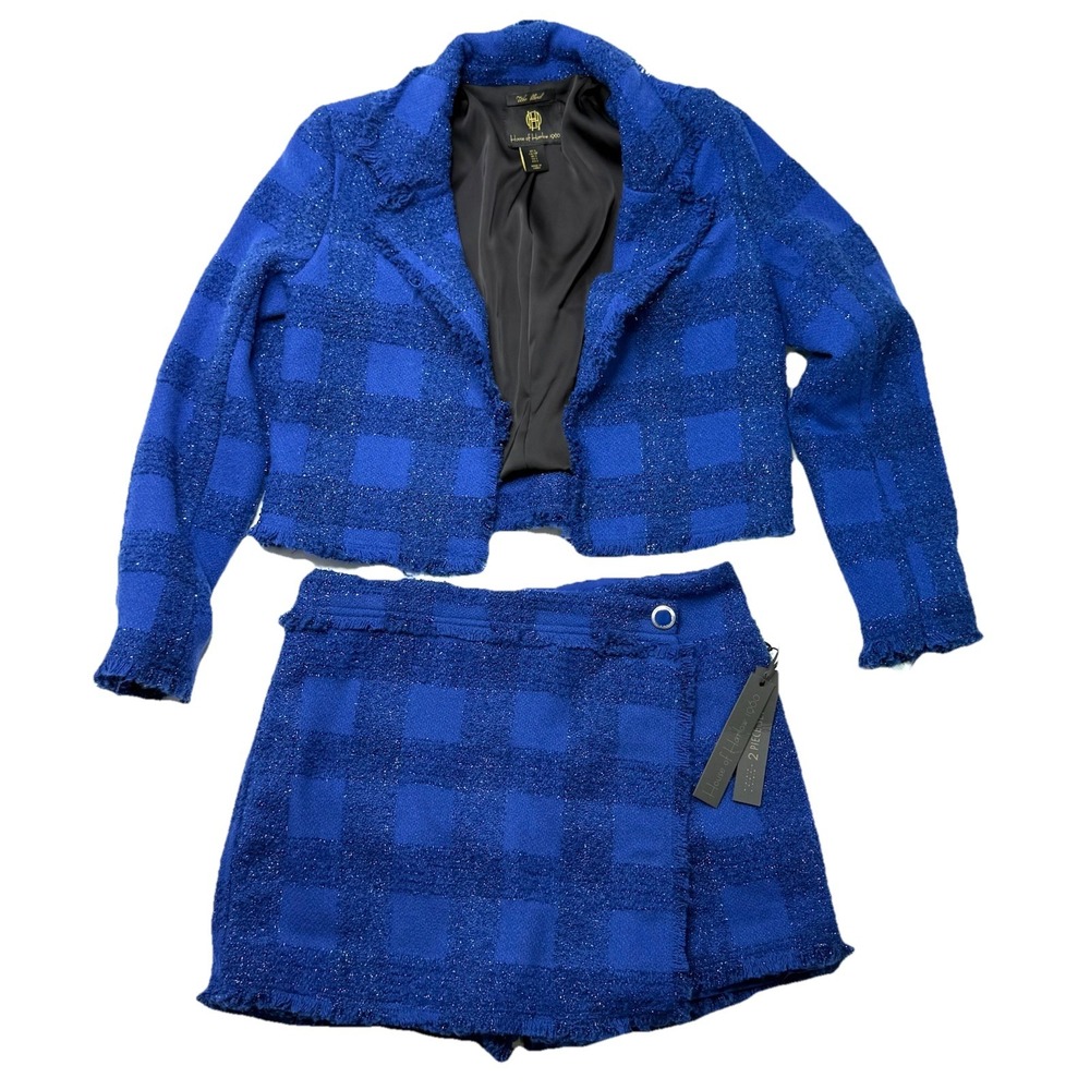 House of Harlow 1960 Electric Blue Tweed Skirt Set